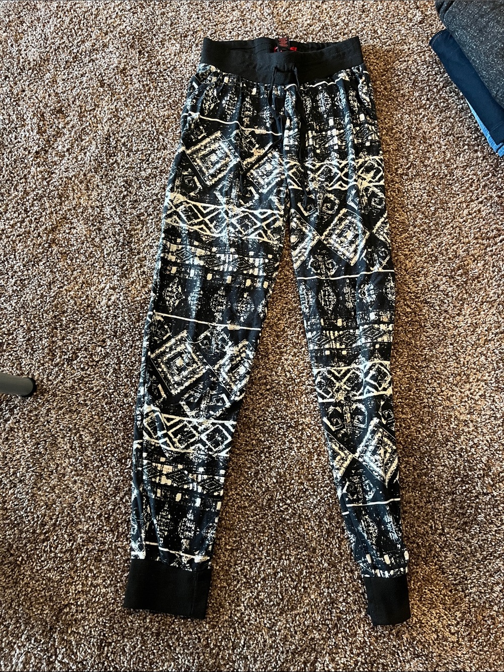 Hot Kiss Black and White Geometric Joggers